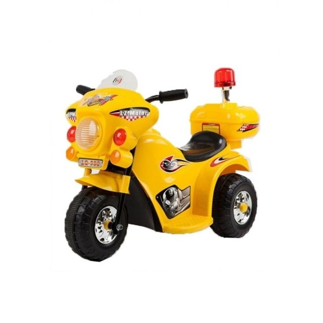Vaikiškas geltonas motociklas su šoniniais ratukais