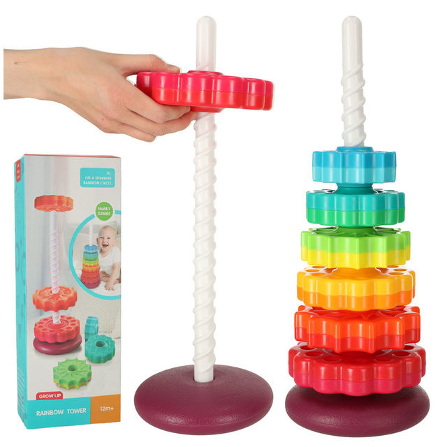Rainbow tower pyramid spiral for stacking