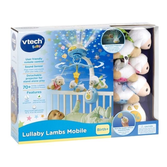 VTECH karuselė - migdukas Lambs su pultu blue