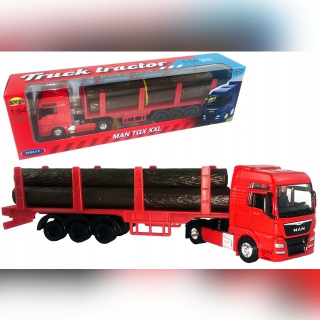 Welly MAN TGX Truck tractor sunkvežimis su mediena