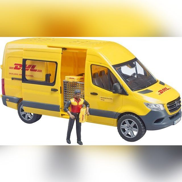Toy Bruder MB Sprinter DHL courier with figure 02671