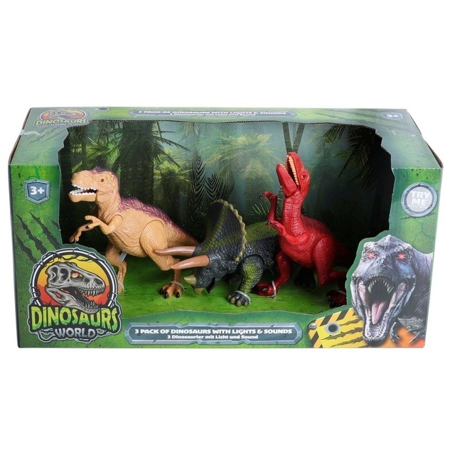 Dinosaur World Action Figures Lights and Sounds Dinosaurs 3 Pack