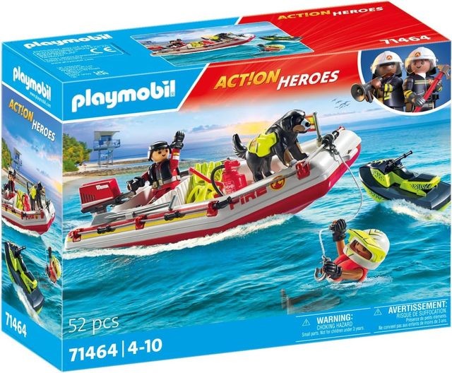 71464 PLAYMOBIL® Actions Heroes, Gaisrininkų valtis su vandens motociklu