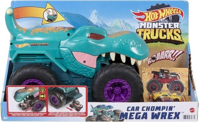 Automobilis Hot Wheels Monster Truck Car Chompin Mega Wrex