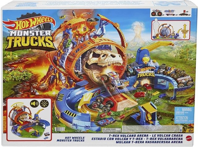 Automobilių trasa Hot Wheels Monster Trucks T-Rex Volcano Arena