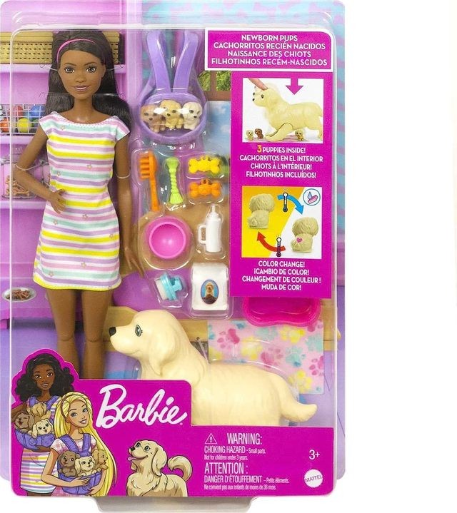 Barbie lėlė su šuniukais Doll Newborn Pups Playset
