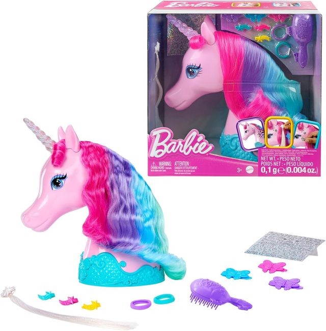 Barbie vienaragio galva su priedais Barbie Unicorn Styling Head