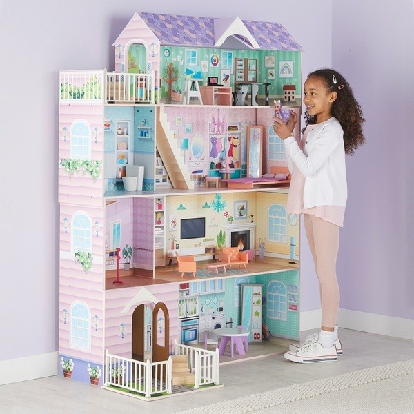 Didelis medinis lėlių namas Lillie's Wooden Doll House