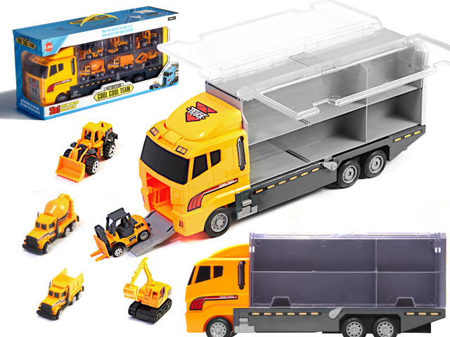 Didelis sunkvežimis su metaliniais statybiniais automobiliais Die Cast Cool cool team (KX6681_3)