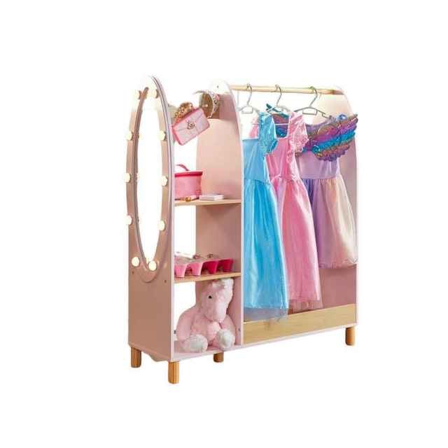 Dimples Wooden Dress-Up Rack with Light-Up Mirror