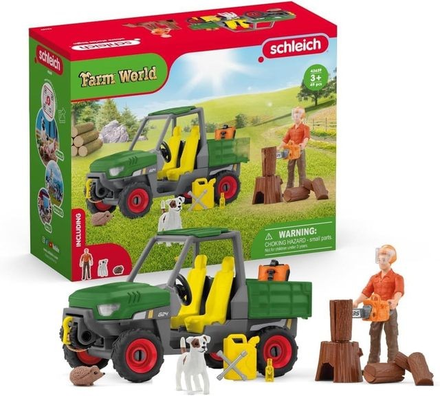 Schleich Farm World Working In The Forest 42659 Farm Figurine Set