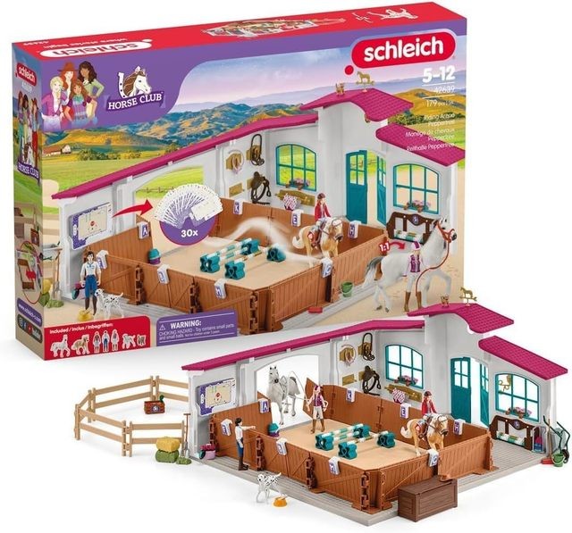 Figurine set Schleich Horse Club Riding Hall Peppertree 42639, 179 pcs.