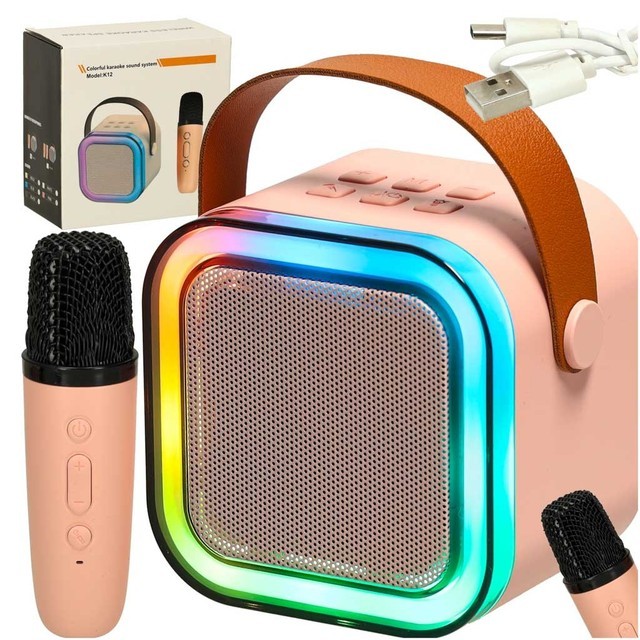 Karaoke speaker with microphone pink KX3379