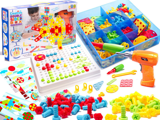 Constructor with electric screwdriver 261 pieces Creative Double side Box