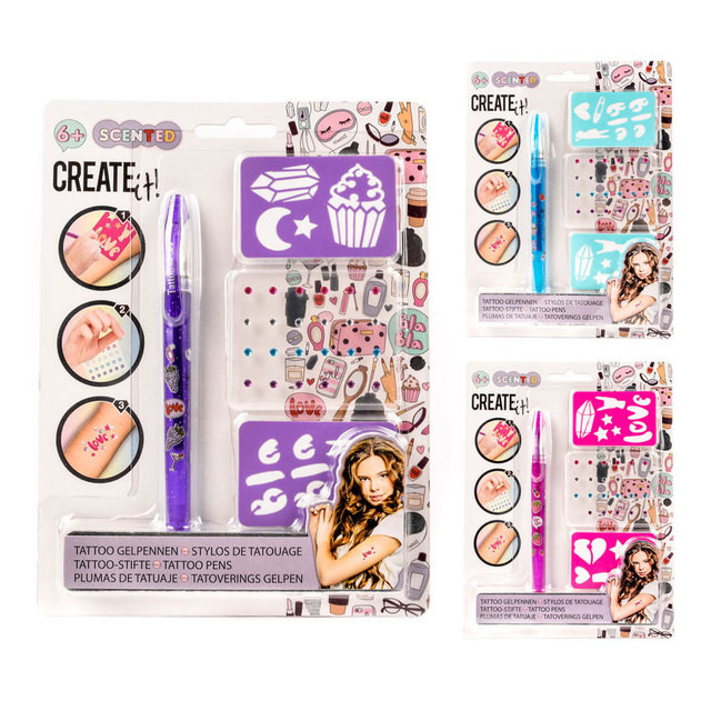 Laikinų tatuiruočių kūrybos rinkinys mergaitėms „Scented”, Create It!