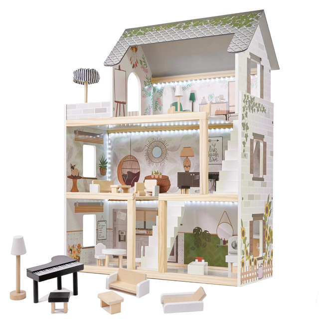 Wooden dollhouse with accessories LULILO BOHO 78cm KX5944