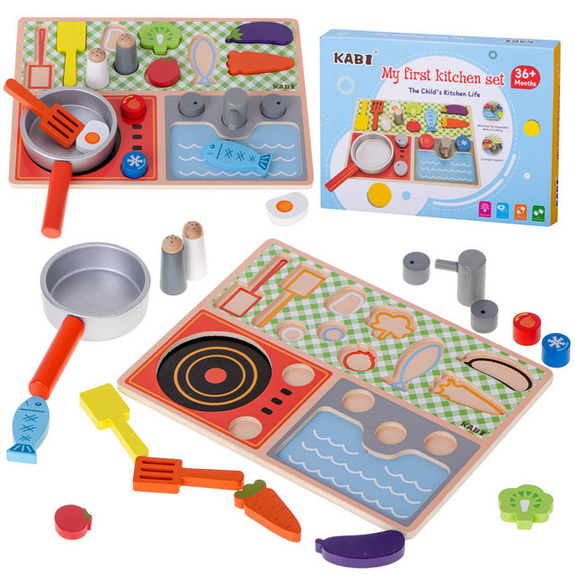 Wooden kitchen table with accessories "My first kitchen set"