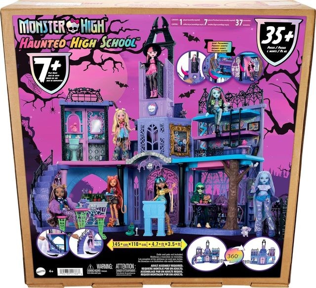 Monster High Haunted High School Doll House with 35+ Pieces of Furniture and Accessories
