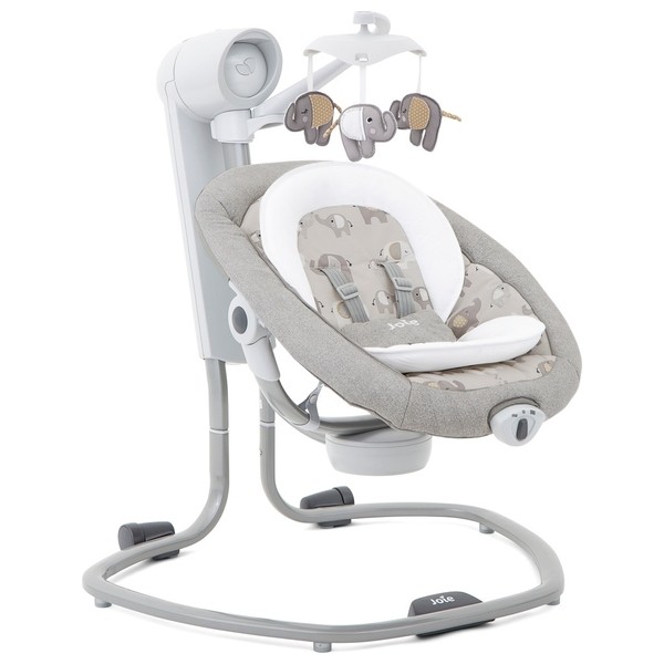 Supynės Joie Serina Electric Baby Swing Elephant Duo with Light and Sound Grey