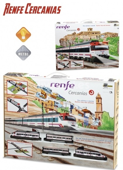 Traukinių trasa su traukiniu ir vagonais renfe Cercanias