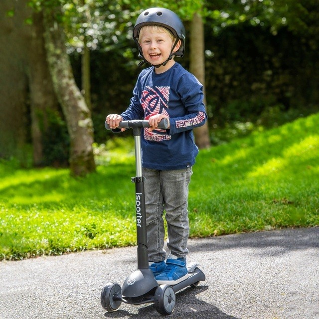 Triratis paspirtukas iSporter LED Deluxe black Scooter