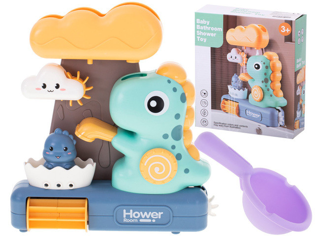 Bathroom toy shower with dinosaur reel