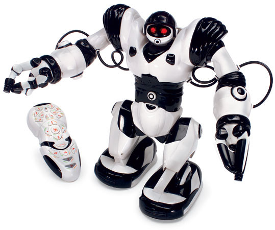 Radijo bangomis valdomas robotas Robosapien baltas