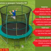 305 cm batutas su apsaugom Trampoline 10ft