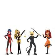 4 lėlės Miraculous Queen Bee, Ladybug, Cat Noir & Rena Rouge