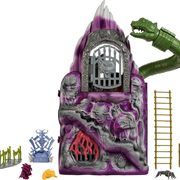 Masters of the Universe Origins Playset & 2 Action Fgures, Snake Mountain with Dungeon & Throne, Snake & Wolf Head