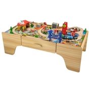 Squirrel Play 100 Pcs Wooden Train Set & Table Kids City Years Track Railway
