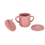 Children's silicone dishes squirrel 9-piece set dark pink