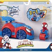Žmogus voras su motociklu ir mašinėle Marvels Spidey and his Amazing Friends Web Strike Vehicle